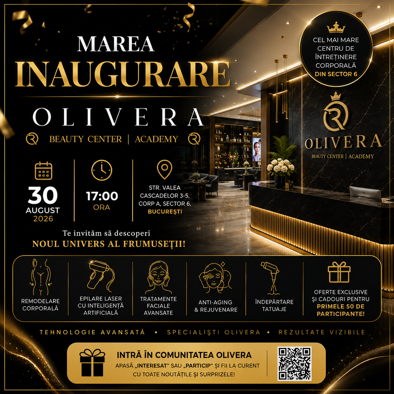 Marea inaugurare Olivera Beauty Center, 30 august 2026